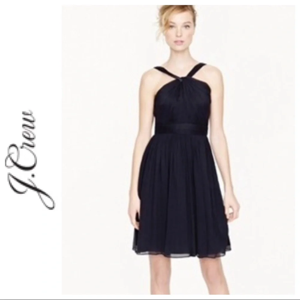 J. CREW BLACK SILK CHIFFON COCKTAIL DRESS SIZE 4